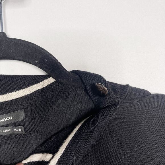 Club Monaco Womens XS Black Wool Split Collar Turtleneck Sweater Button Cuffs - Picture 9 of 12